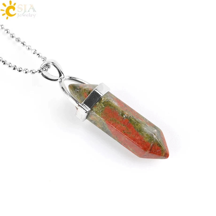 Natural Crystal Pendant Necklace –  Gemstone Healing Stone Necklace for Women - Spiritual Meditation Chakra Jewelry Gift