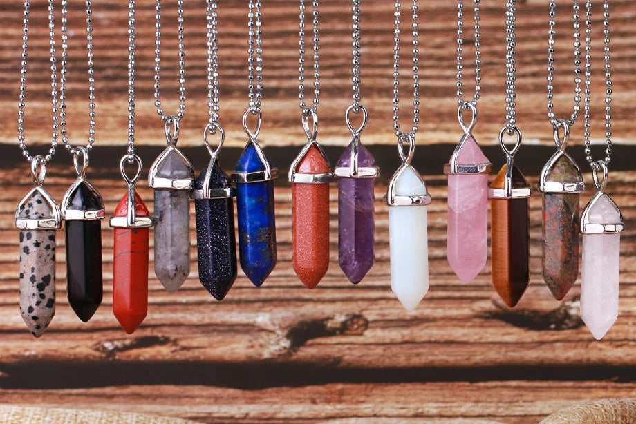 Natural Crystal Pendant Necklace –  Gemstone Healing Stone Necklace for Women - Spiritual Meditation Chakra Jewelry Gift