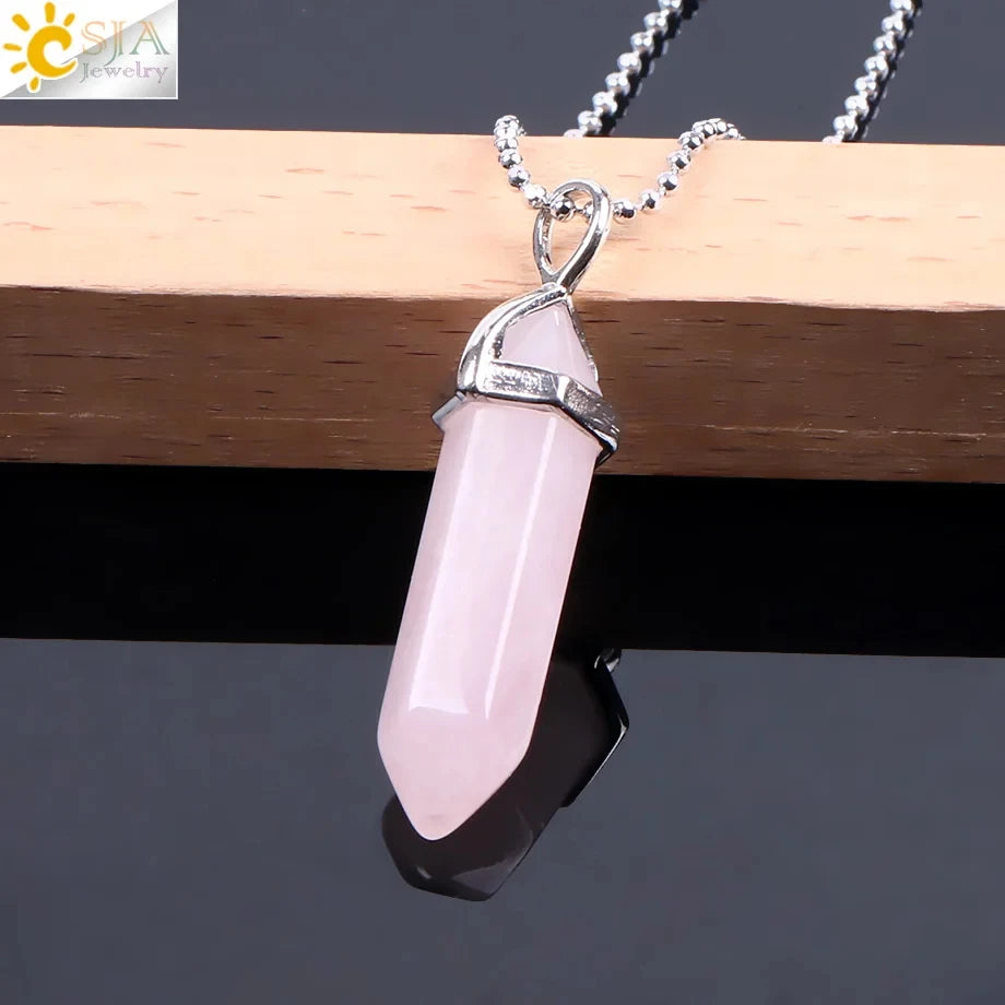 Natural Crystal Pendant Necklace –  Gemstone Healing Stone Necklace for Women - Spiritual Meditation Chakra Jewelry Gift