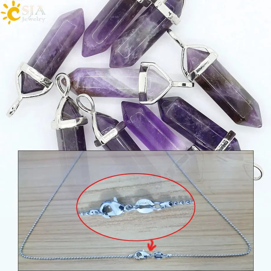 Natural Crystal Pendant Necklace –  Gemstone Healing Stone Necklace for Women - Spiritual Meditation Chakra Jewelry Gift