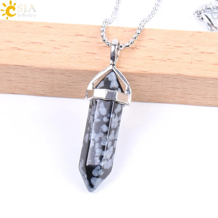 Natural Crystal Pendant Necklace –  Gemstone Healing Stone Necklace for Women - Spiritual Meditation Chakra Jewelry Gift