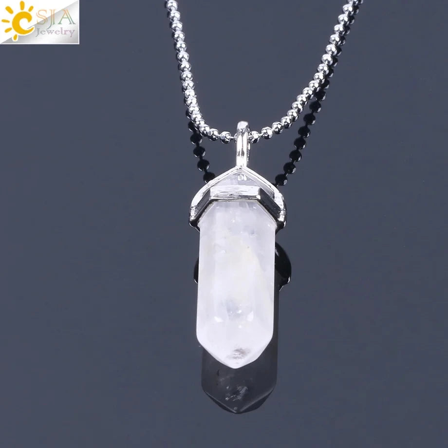 Natural Crystal Pendant Necklace –  Gemstone Healing Stone Necklace for Women - Spiritual Meditation Chakra Jewelry Gift