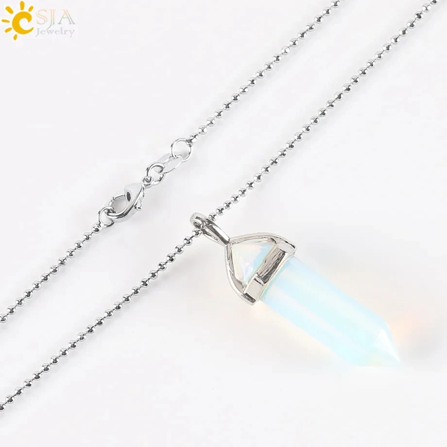 Natural Crystal Pendant Necklace –  Gemstone Healing Stone Necklace for Women - Spiritual Meditation Chakra Jewelry Gift
