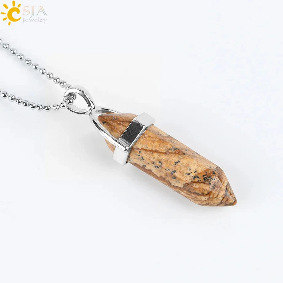 Natural Crystal Pendant Necklace –  Gemstone Healing Stone Necklace for Women - Spiritual Meditation Chakra Jewelry Gift